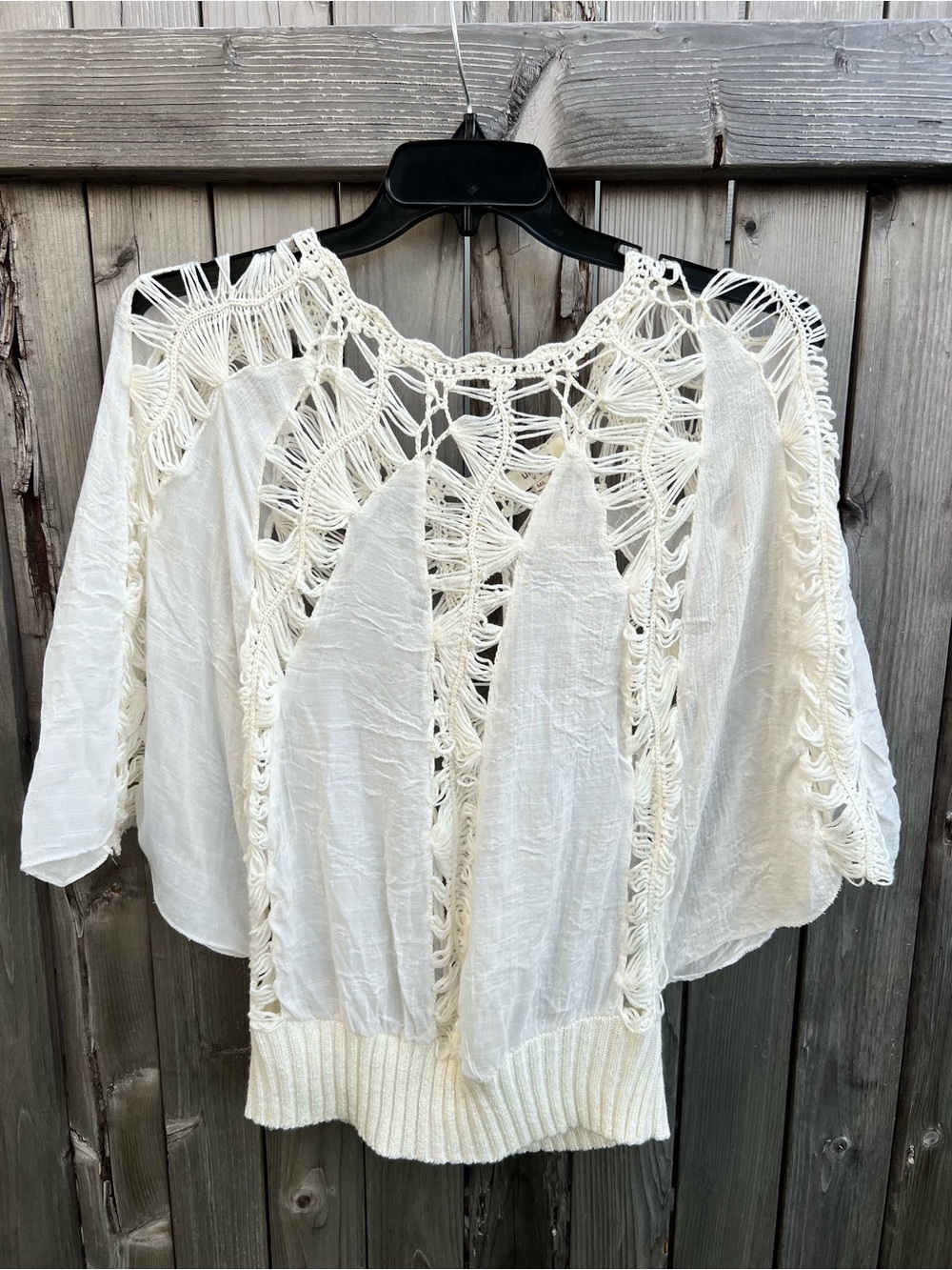 Crochet Knit Cream Boho Pullover Top